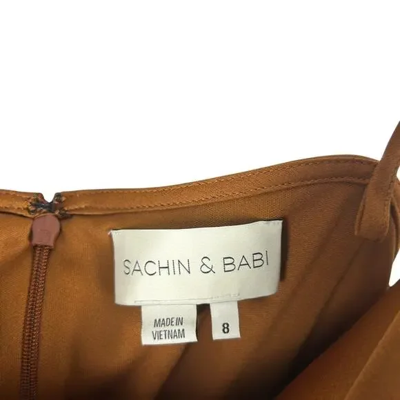 BHLDN Sachin & Babi Cali Golden Rod Cowl Neck Sleeveless Satin Slip Midi Dress 8 - Picture 6 of 8